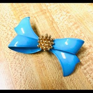 Vintage blue bow brooch